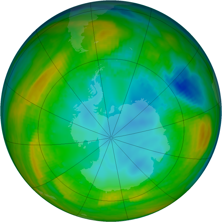 Antarctic ozone map for 06 August 1982